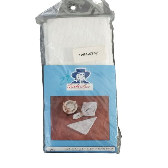 Quaker Lace Dinner Napkins White Set of 4 Vintage In Package - Picture 1 of 11